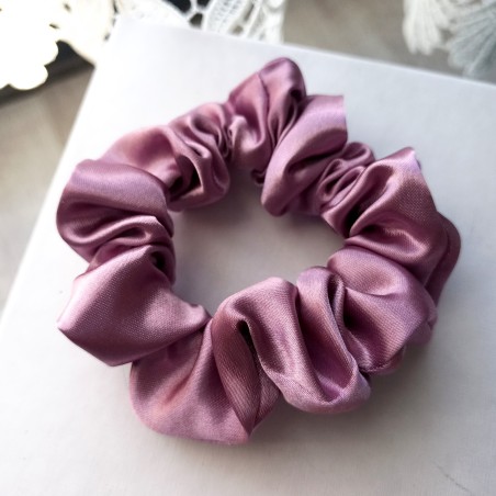 Scrunchie mini satyna jasna śliwka