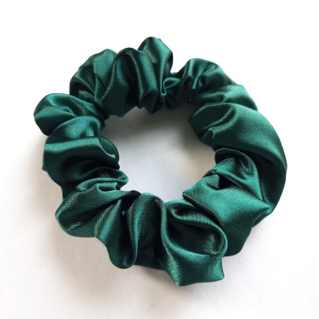 Scrunchie mini satyna butelkowa zieleń