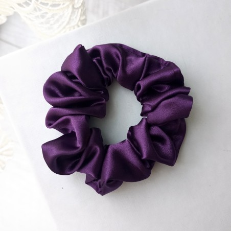 Scrunchie mini satyna fioletowa