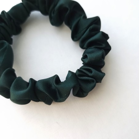 Scrunchie slim jedwab butelkowa zieleń