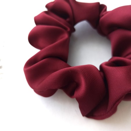 Scrunchie mini jedwab bordowy