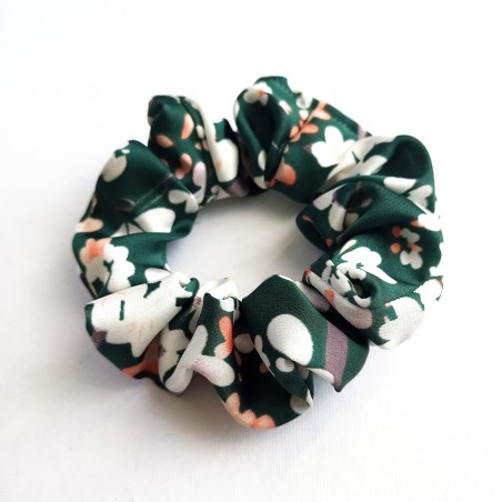 Scrunchie mini satyna kwiaty